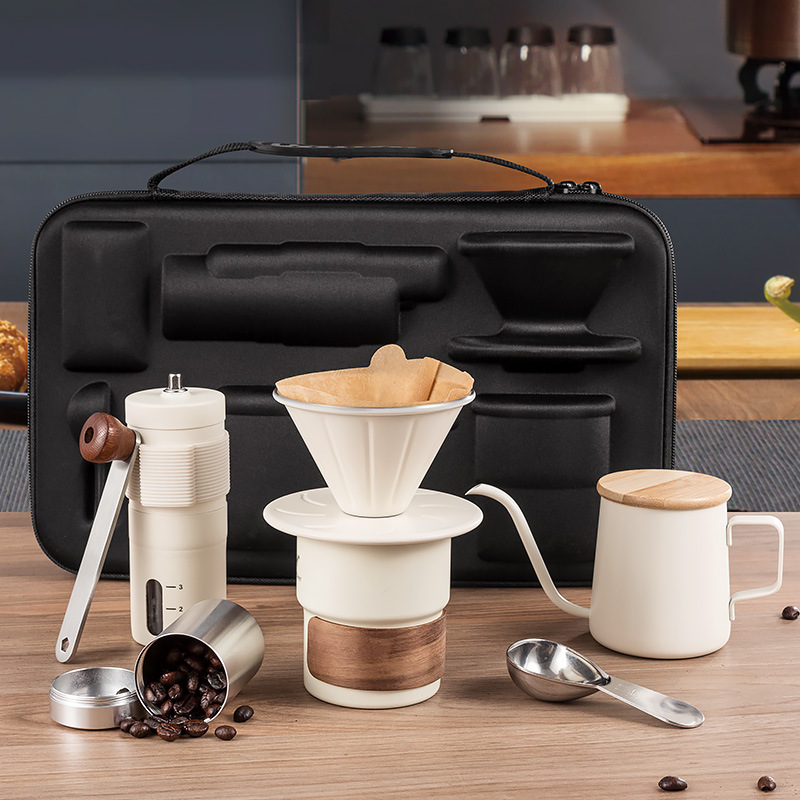 손으로 끓인 커피포트 세트, 휴대용 커피머신, 야외 캠 - Coffee Equipment Gift Set 리뷰 및 가격