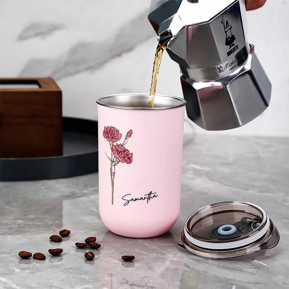 맞춤형 탄생화 커피 텀블러, 맞춤 이름 스테인리스 스틸 - Coffee Equipment Usa 리뷰 및 가격